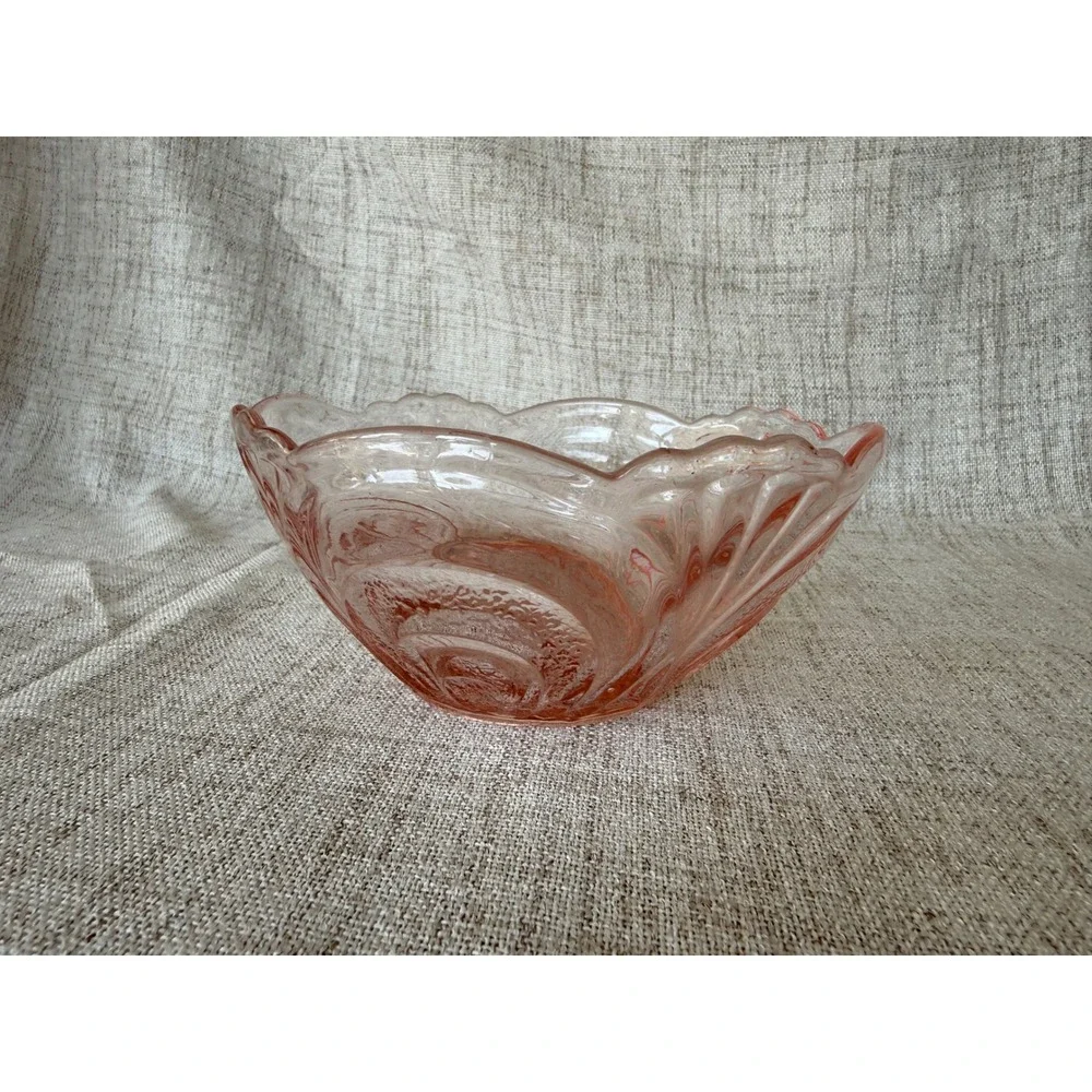Federal Glass Pink Depression Glass Serving Bowl 6in Sharon Cabbage Rose Vintage